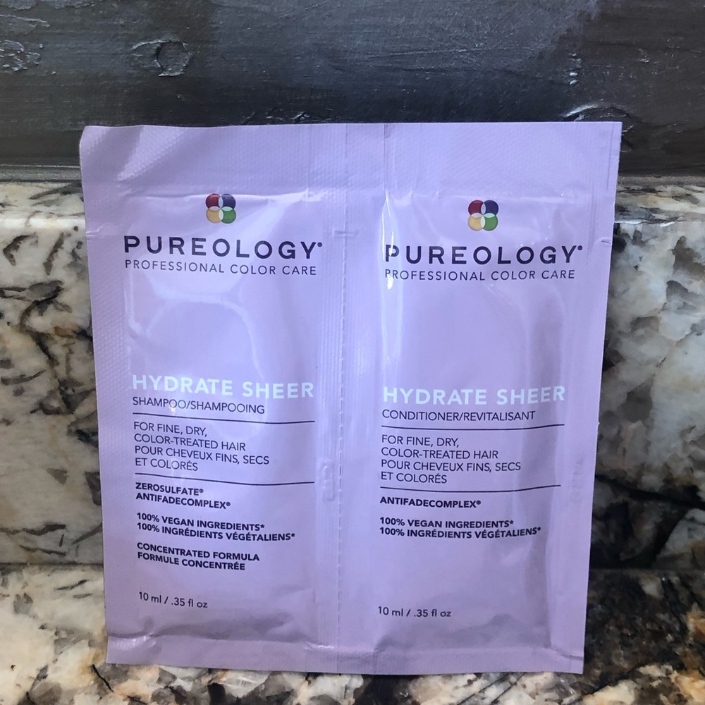 Pureology Hydrate Sheer Shampoo and Conditioner Sample Travel Size Pack